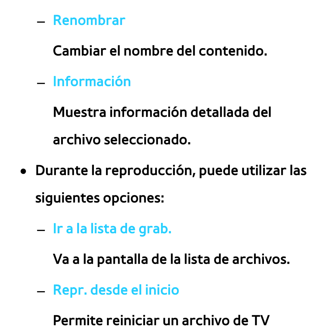 Samsung UE46EH5300WXXC, UE40ES6100WXZG, UE32ES5500WXXH, UE46ES5500WXTK, UE50ES6100WXXH manual Renombrar, Ir a la lista de grab 