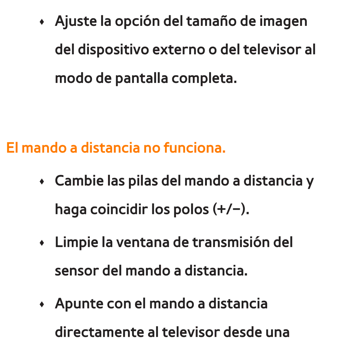 Samsung UE46EH5300WXXC, UE40ES6100WXZG, UE32ES5500WXXH, UE46ES5500WXTK, UE50ES6100WXXH manual El mando a distancia no funciona 