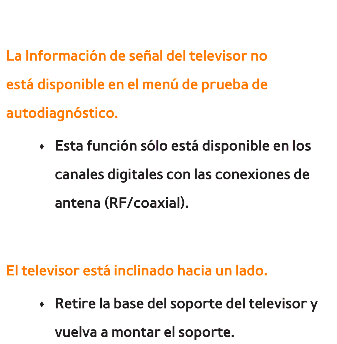 Samsung UE46ES6800SXXC, UE40ES6100WXZG, UE32ES5500WXXH, UE46ES5500WXTK manual El televisor está inclinado hacia un lado 