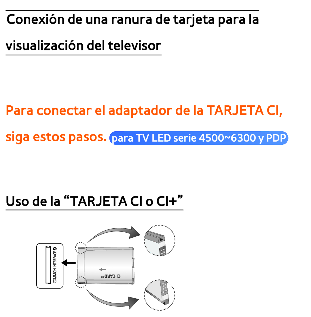 Samsung UE46ES5700SXXC, UE40ES6100WXZG, UE32ES5500WXXH, UE46ES5500WXTK, UE50ES6100WXXH manual Uso de la Tarjeta CI o CI+ 