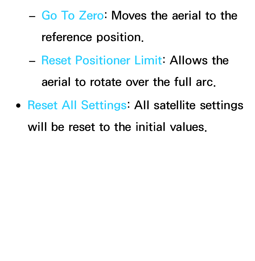 Samsung UE50ES5500WXXH, UE40ES6100WXZG, UE40ES5500WXZG, UE32ES6750SXZG, UE32ES6570SXXH manual Reset Positioner Limit Allows 