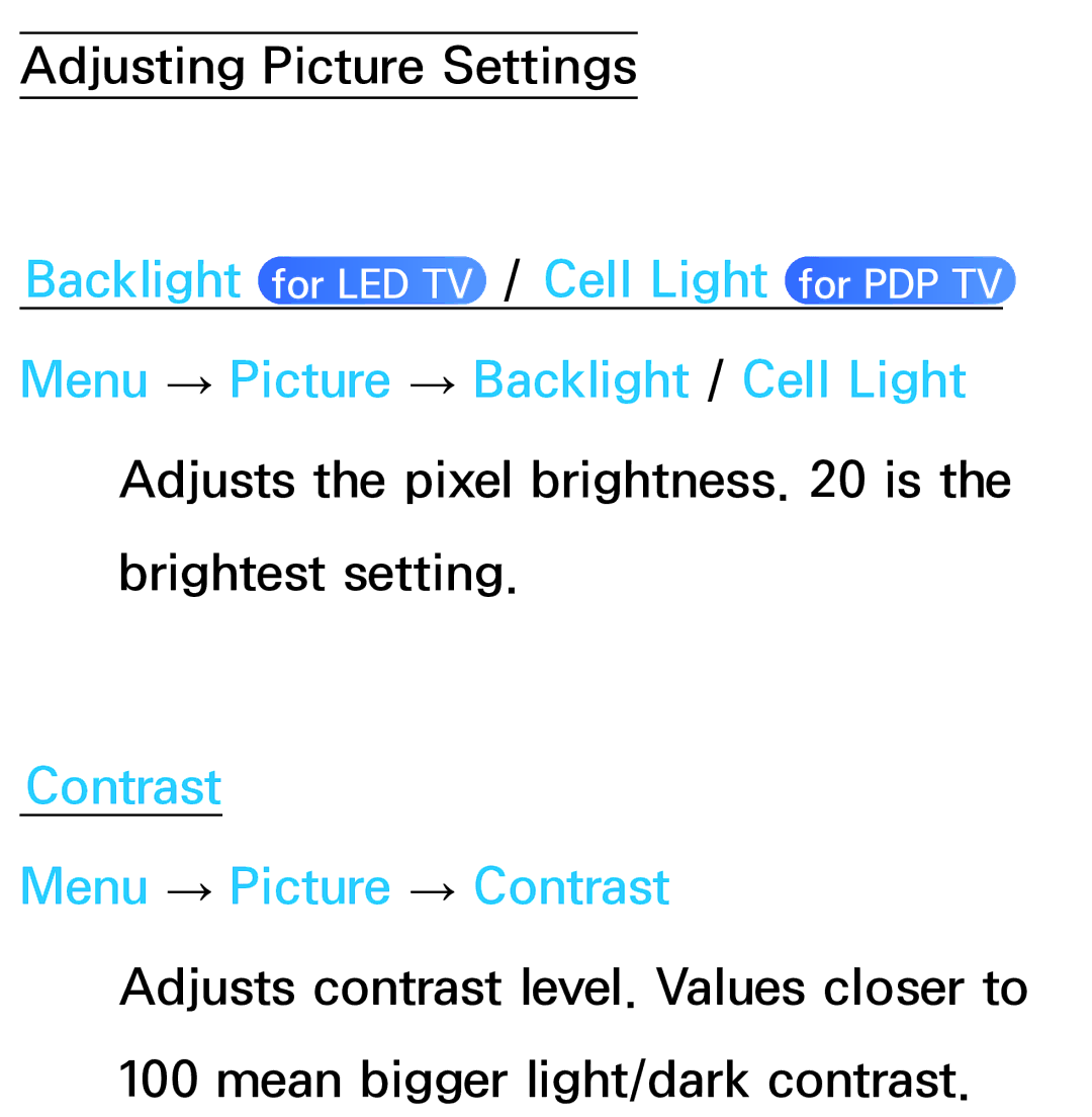 Samsung UE40ES6750SXZG, UE40ES6100WXZG, UE40ES5500WXZG, UE32ES6750SXZG, UE32ES6570SXXH manual Adjusting Picture Settings 