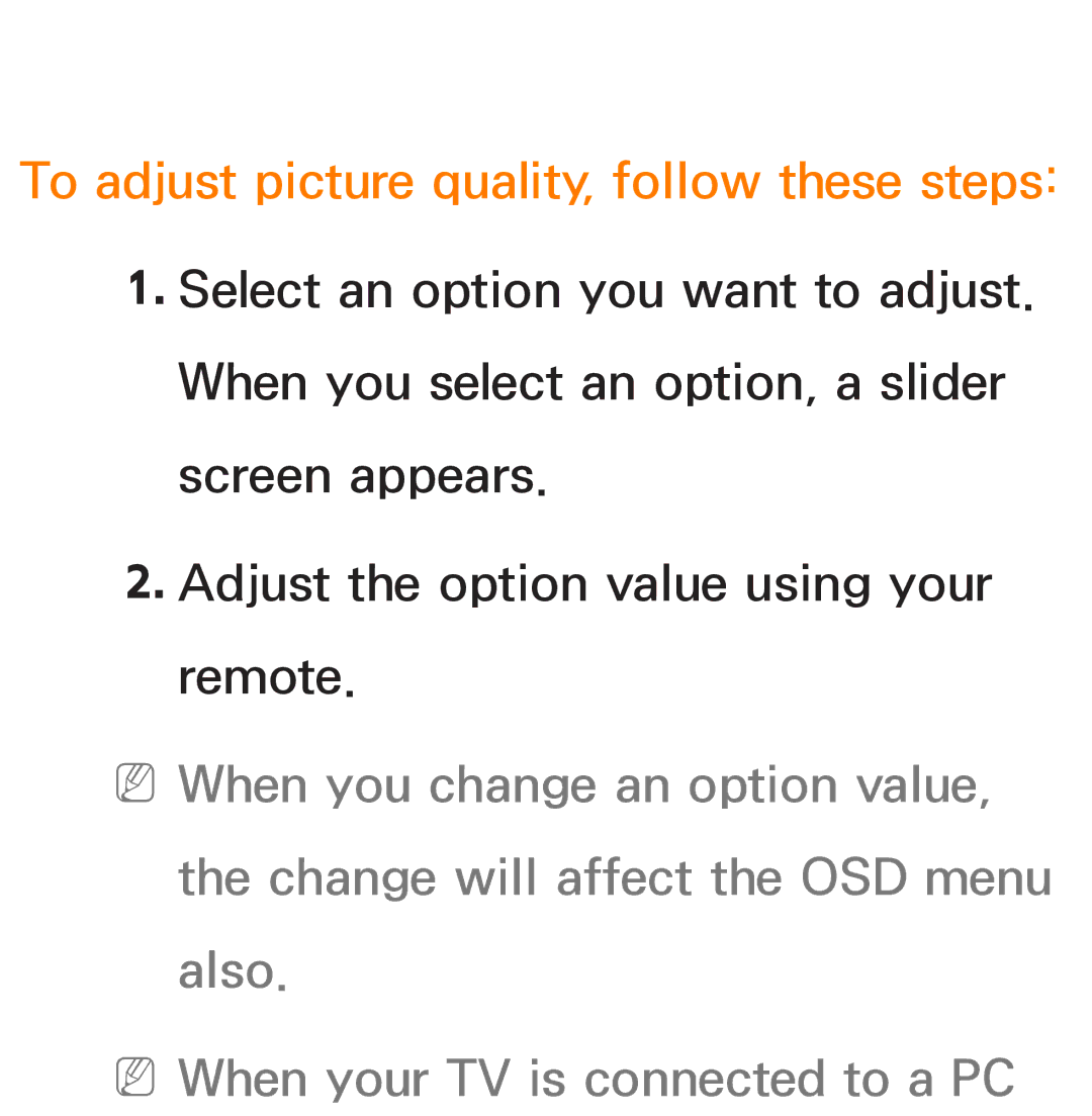 Samsung UE40ES6100WXXH, UE40ES6100WXZG, UE40ES5500WXZG, UE32ES6750SXZG manual To adjust picture quality, follow these steps 