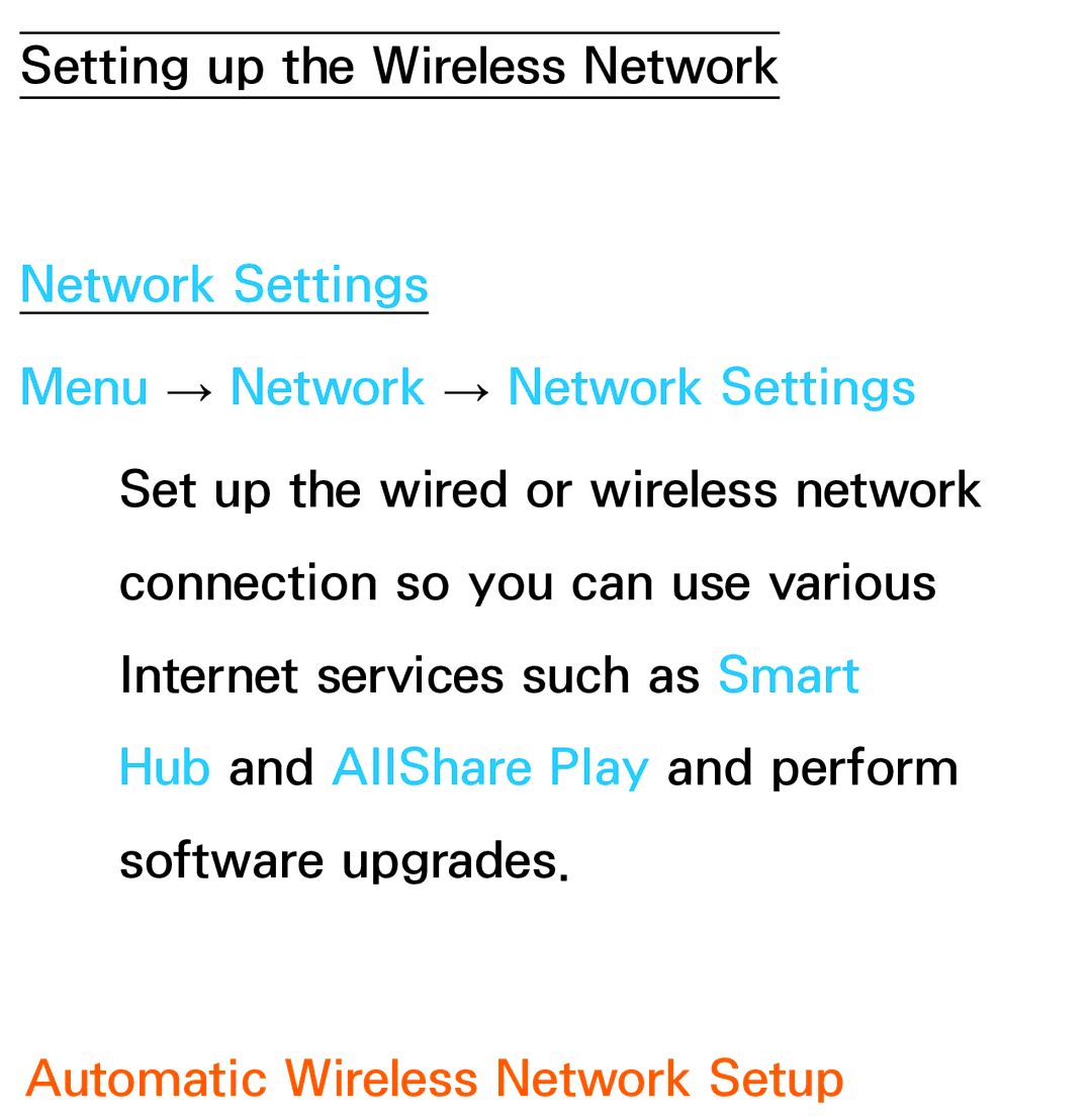 Samsung UE26EH4500WXZF, UE40ES6100WXZG, UE40ES5500WXZG, UE32ES6750SXZG, UE32ES6570SXXH manual Automatic Wireless Network Setup 