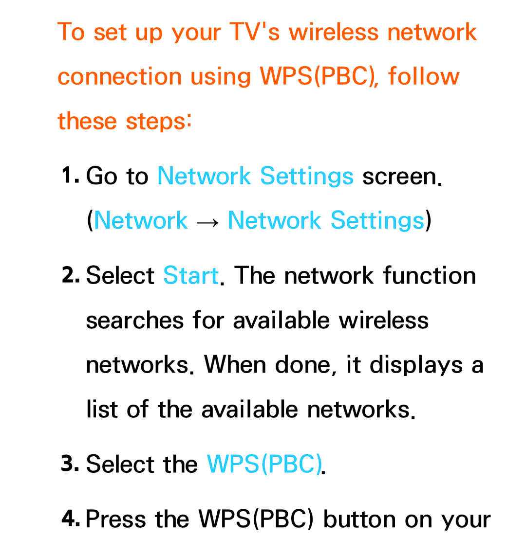 Samsung UE50ES5500WXXN, UE40ES6100WXZG, UE40ES5500WXZG manual Go to Network Settings screen. Network → Network Settings 