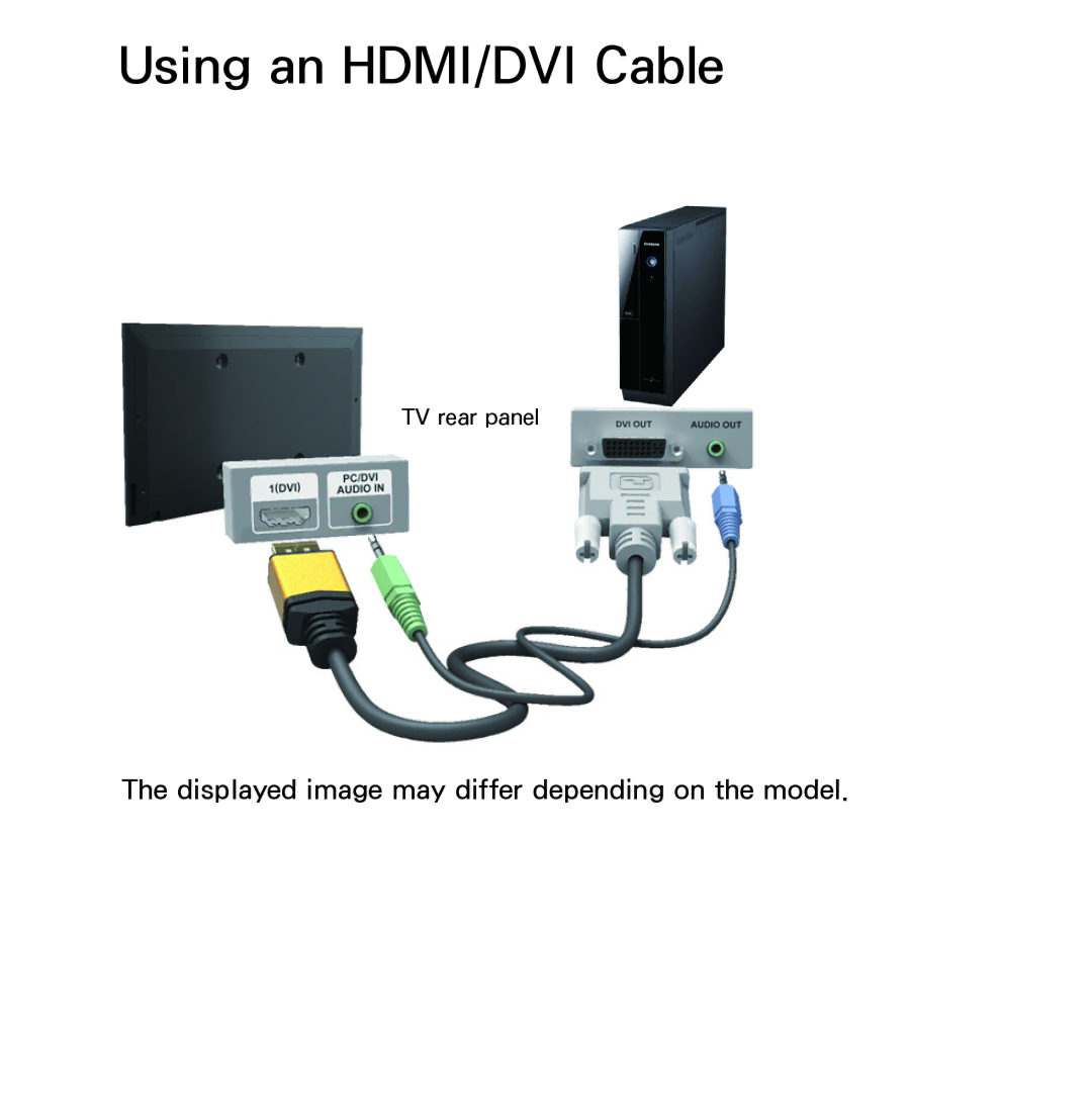 Samsung UE55ES6890SXZG, UE40ES6100WXZG, UE40ES5500WXZG, UE32ES6750SXZG, UE32ES6570SXXH, UE32ES5700SXZG Using an HDMI/DVI Cable 