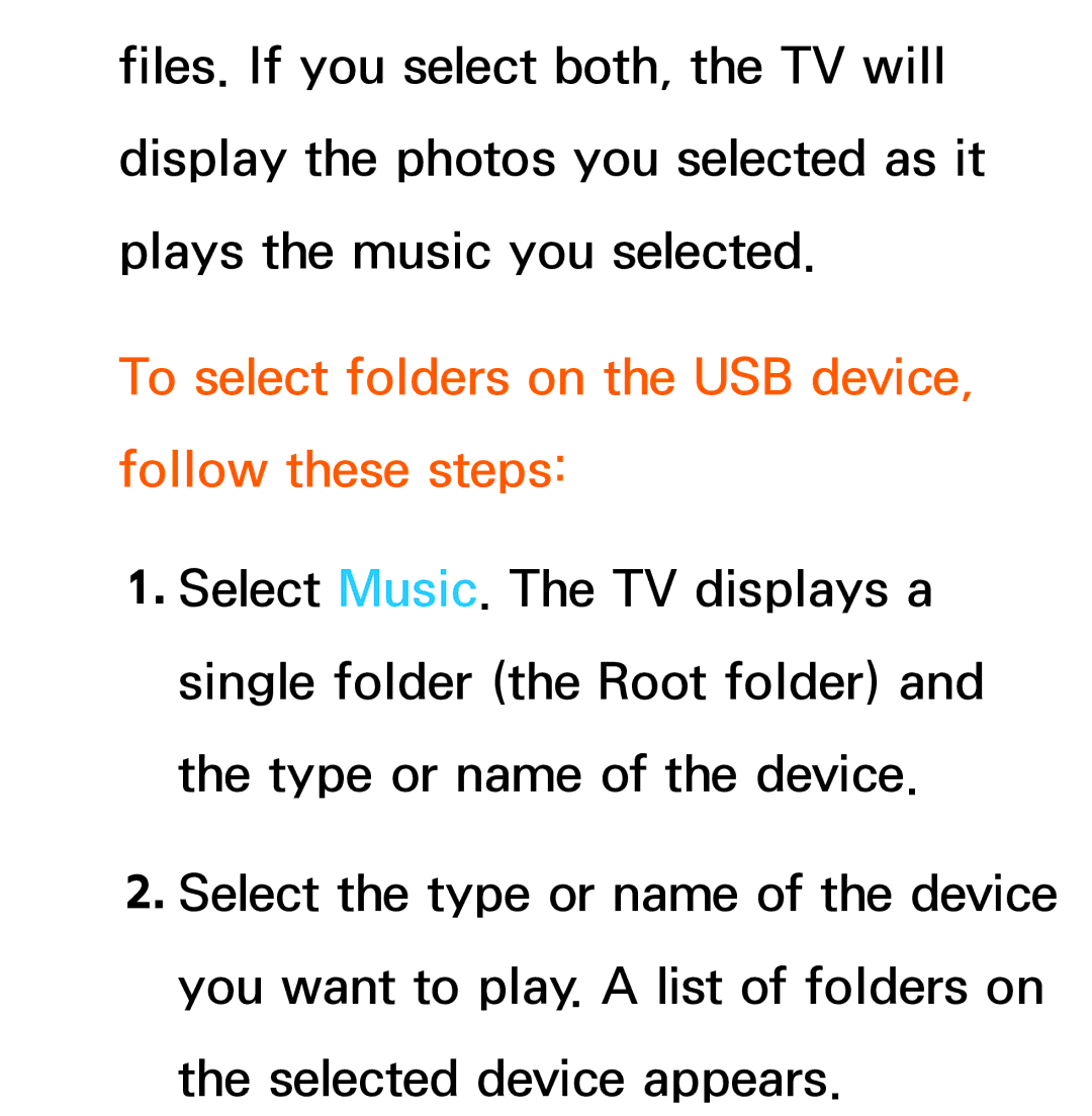 Samsung UE46ES5700SXXC, UE40ES6100WXZG, UE40ES5500WXZG manual To select folders on the USB device, follow these steps 