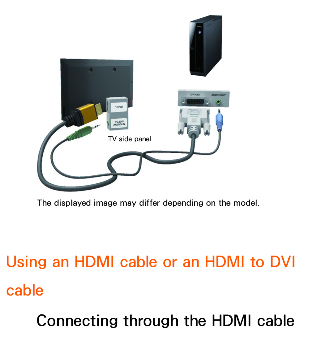 Samsung UE55ES6800SXXN, UE40ES6100WXZG, UE40ES5500WXZG, UE32ES6750SXZG manual Using an Hdmi cable or an Hdmi to DVI Cable 