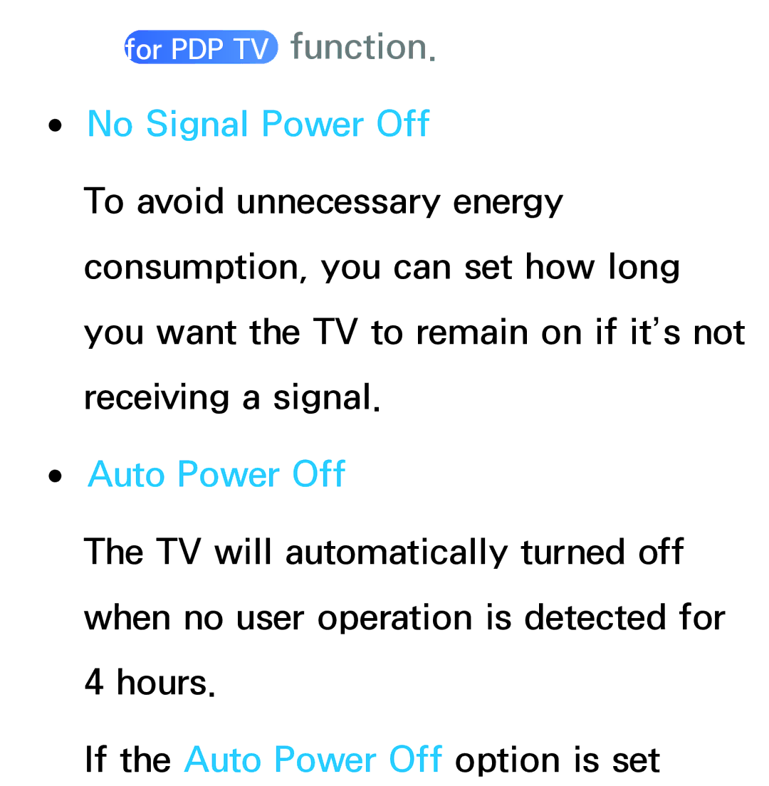 Samsung UE40ES6540SXXC, UE40ES6100WXZG, UE40ES5500WXZG, UE32ES6750SXZG, UE32ES6570SXXH No Signal Power Off, Auto Power Off 