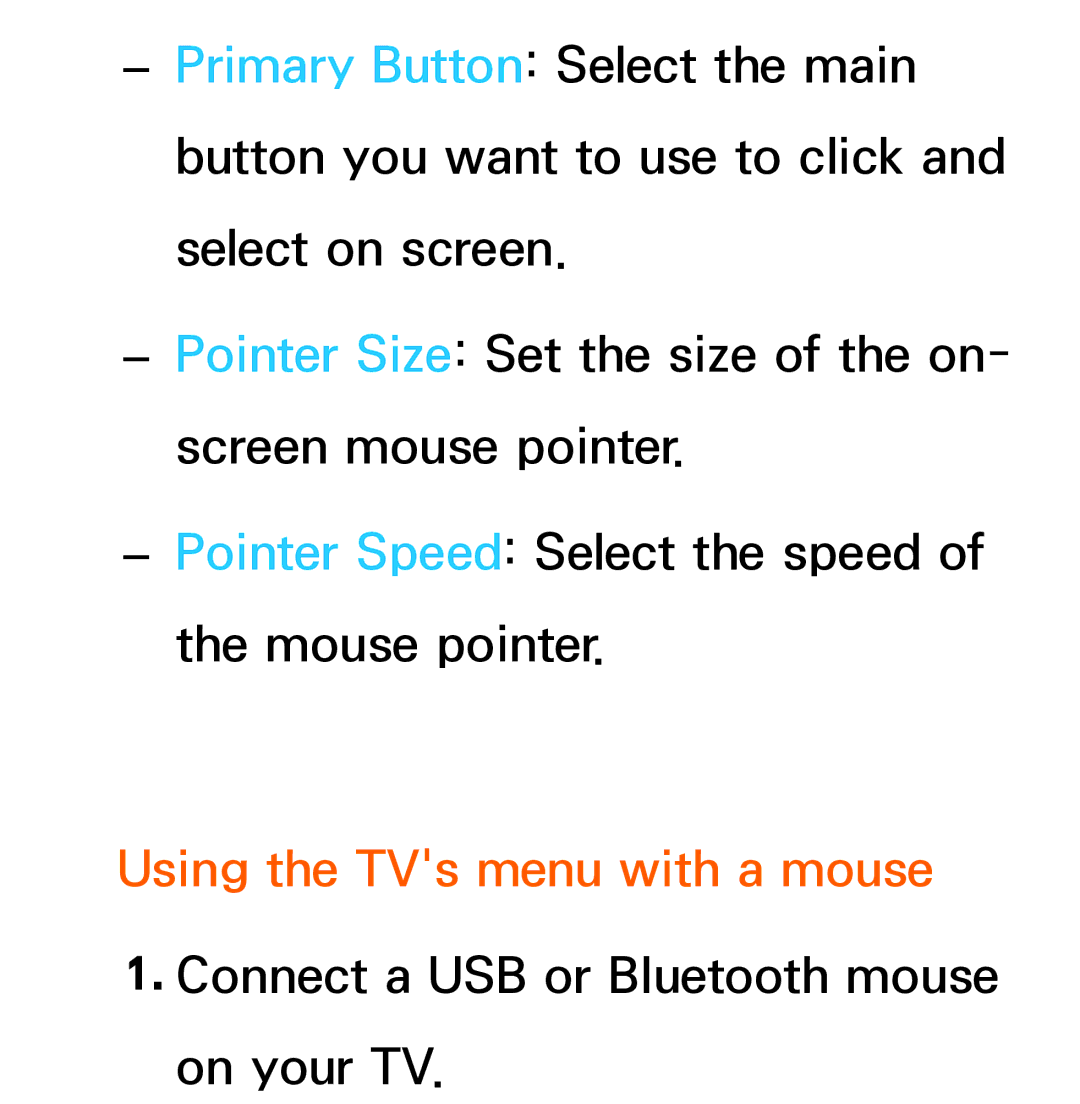 Samsung UE46ES6540SXXC, UE40ES6100WXZG, UE40ES5500WXZG, UE32ES6750SXZG, UE32ES6570SXXH manual Using the TVs menu with a mouse 