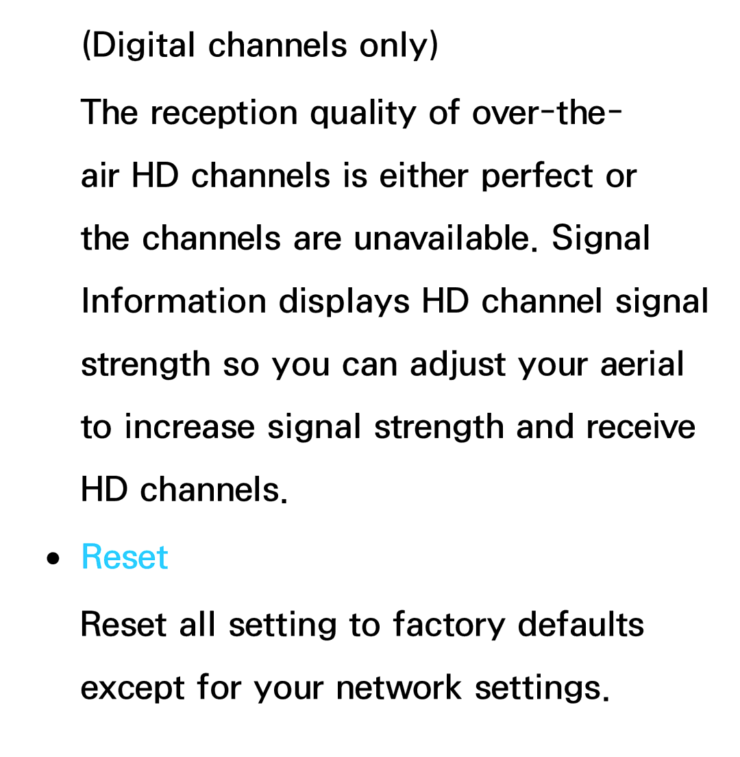 Samsung UA40ES5600WXAB, UE40ES6100WXZG, UE40ES5500WXZG, UE32ES6750SXZG, UE32ES6570SXXH, UE32ES5700SXZG, UE32ES5500WXXH Reset 