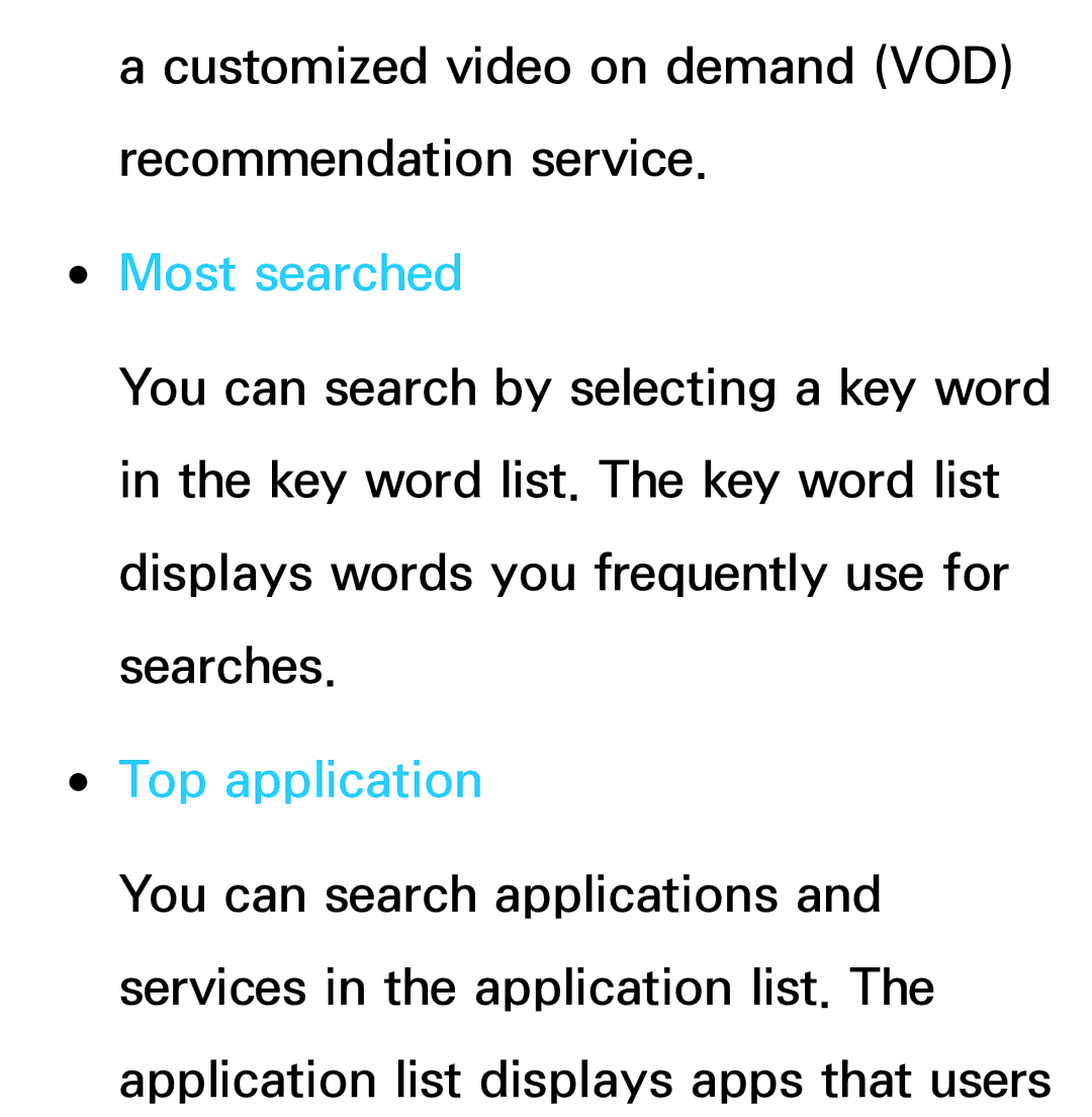 Samsung UE46ES6710SXRU, UE40ES6100WXZG, UE40ES5500WXZG, UE32ES6750SXZG, UE32ES6570SXXH manual Most searched, Top application 