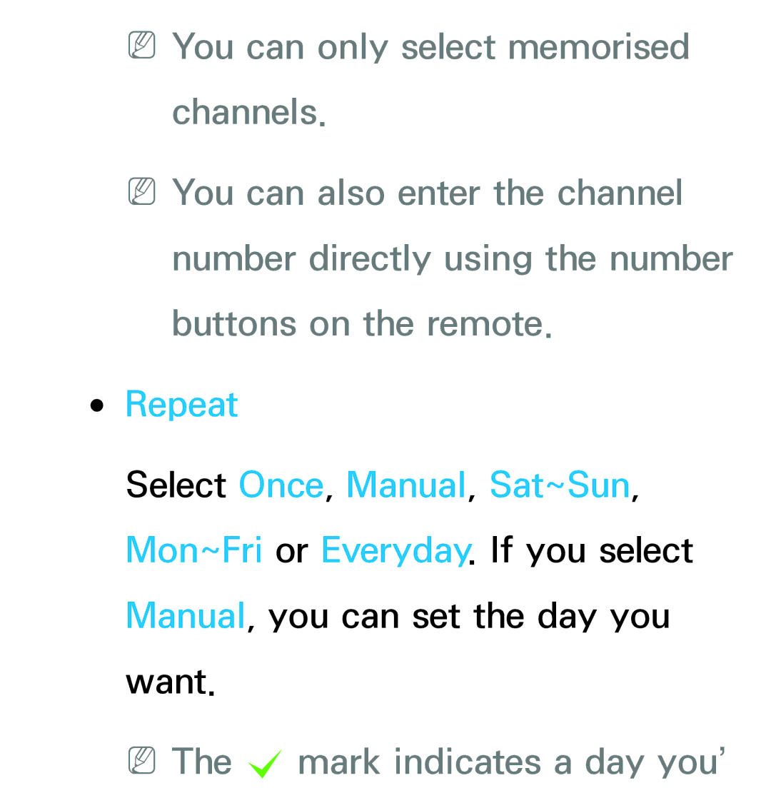 Samsung UE37ES6710SXXN, UE40ES6100WXZG, UE40ES5500WXZG, UE32ES6750SXZG, UE32ES6570SXXH manual NNThe c mark indicates a day you’ 