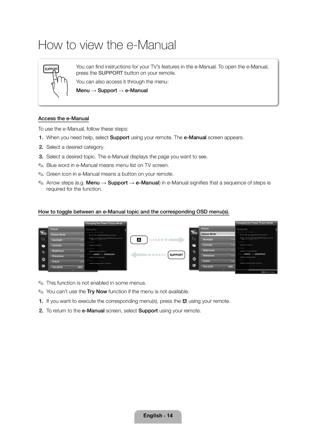 Samsung UE60ES6300SXZF, UE40ES6300SXZF, UE55ES6300SXZF, UE46ES6300SXZF, UE32ES6300SXZF manual How to view the e-Manual 