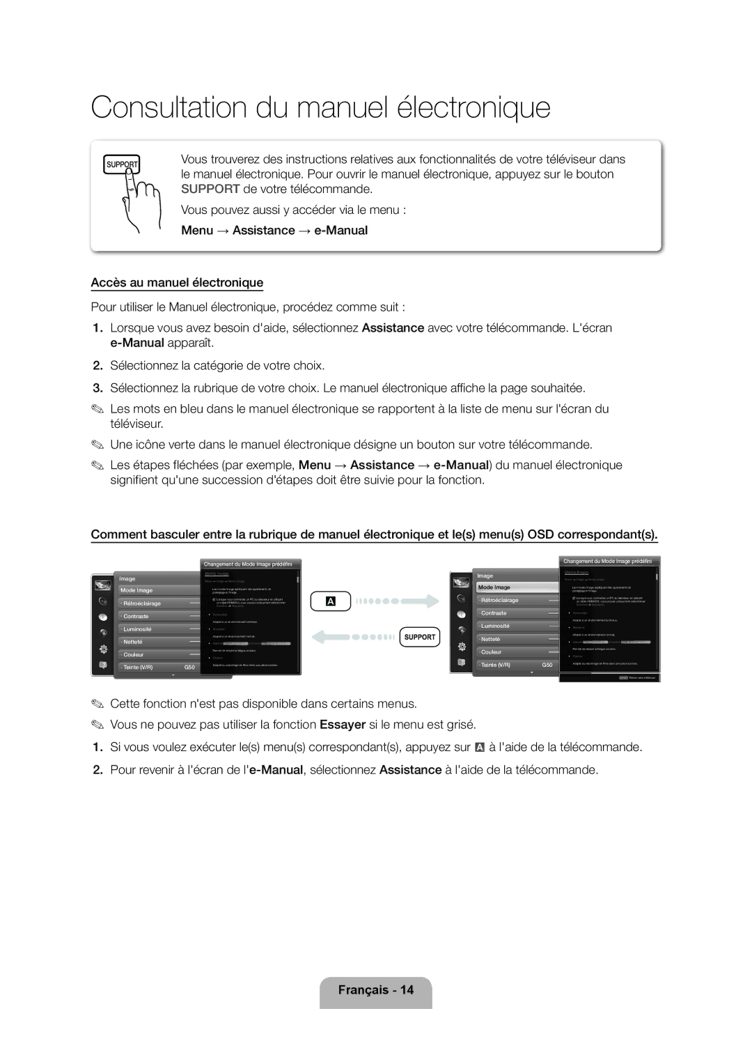 Samsung UE55ES6300SXZF, UE40ES6300SXZF, UE46ES6300SXZF, UE32ES6300SXZF, UE60ES6300SXZF Consultation du manuel électronique 