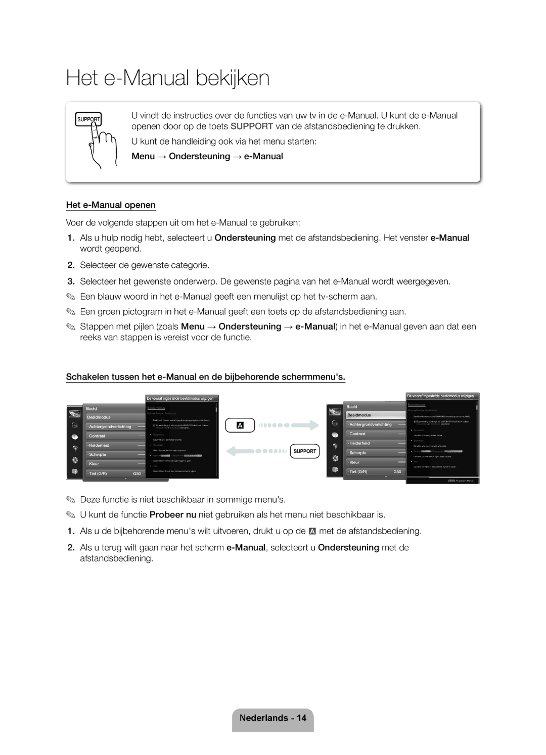 Samsung UE40ES6300SXZF, UE55ES6300SXZF, UE46ES6300SXZF, UE32ES6300SXZF, UE60ES6300SXZF manual Het e-Manual bekijken 