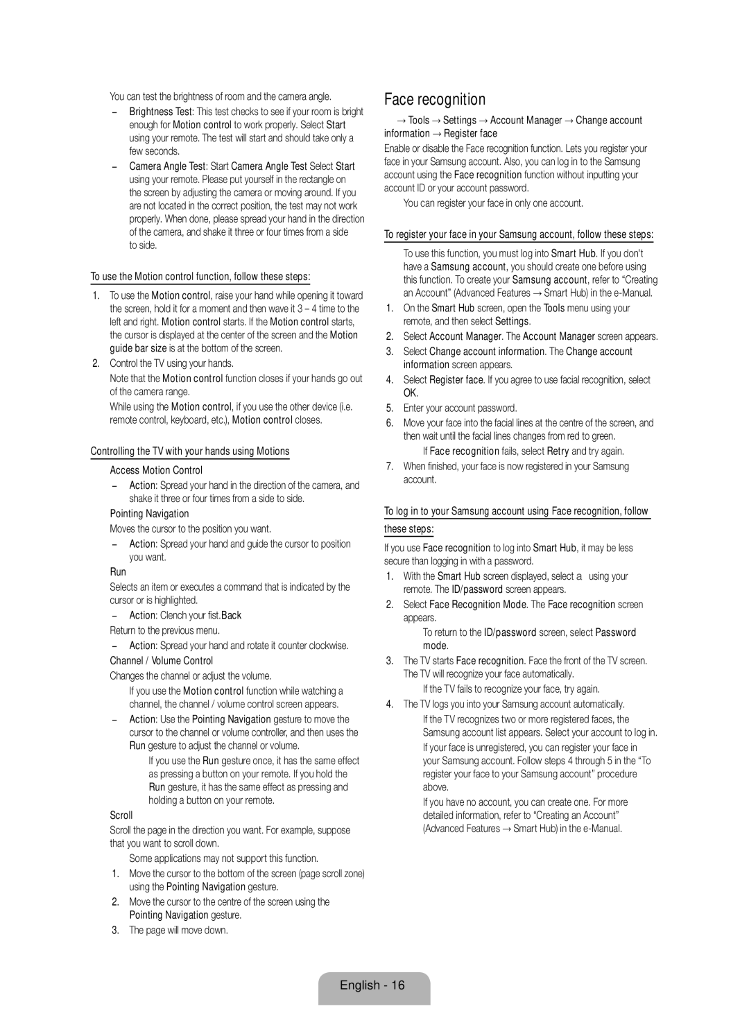 Samsung UE46ES7005UXXE, UE40ES7005UXXE, UE55ES7005UXXE manual Face recognition 