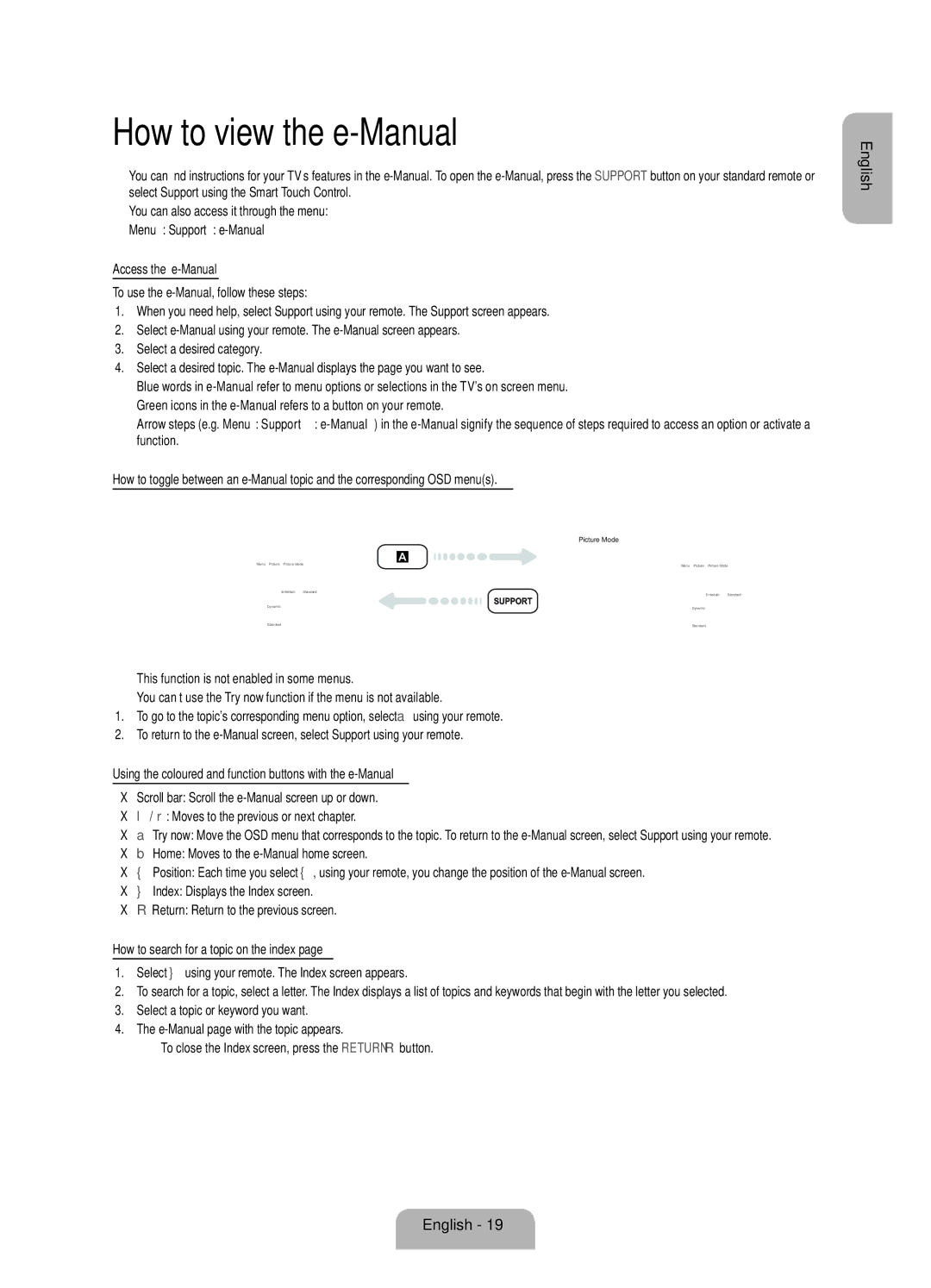 Samsung UE46ES7005UXXE, UE40ES7005UXXE, UE55ES7005UXXE manual How to view the e-Manual 