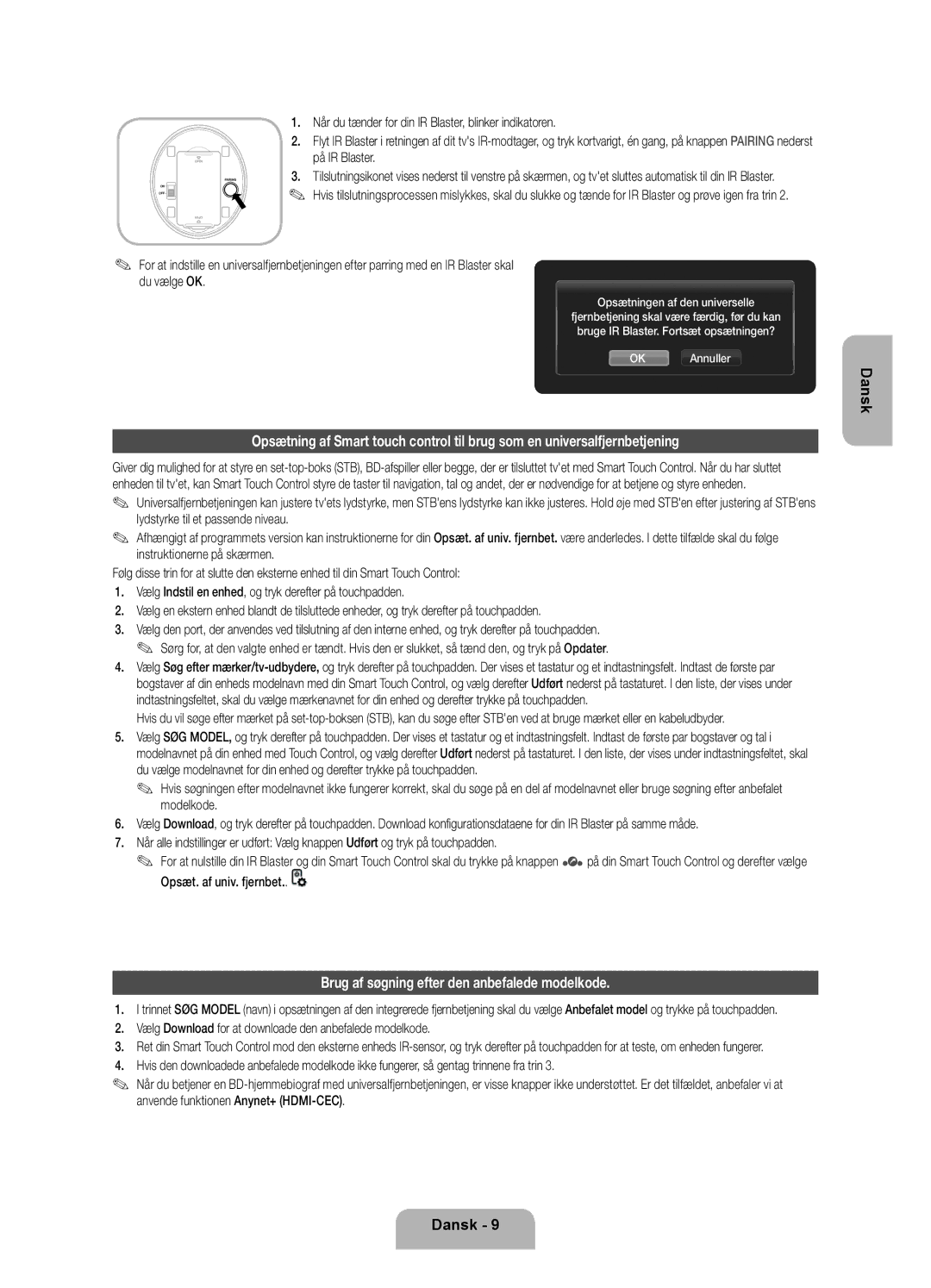 Samsung UE46ES7005UXXE, UE40ES7005UXXE, UE55ES7005UXXE manual Brug af søgning efter den anbefalede modelkode 