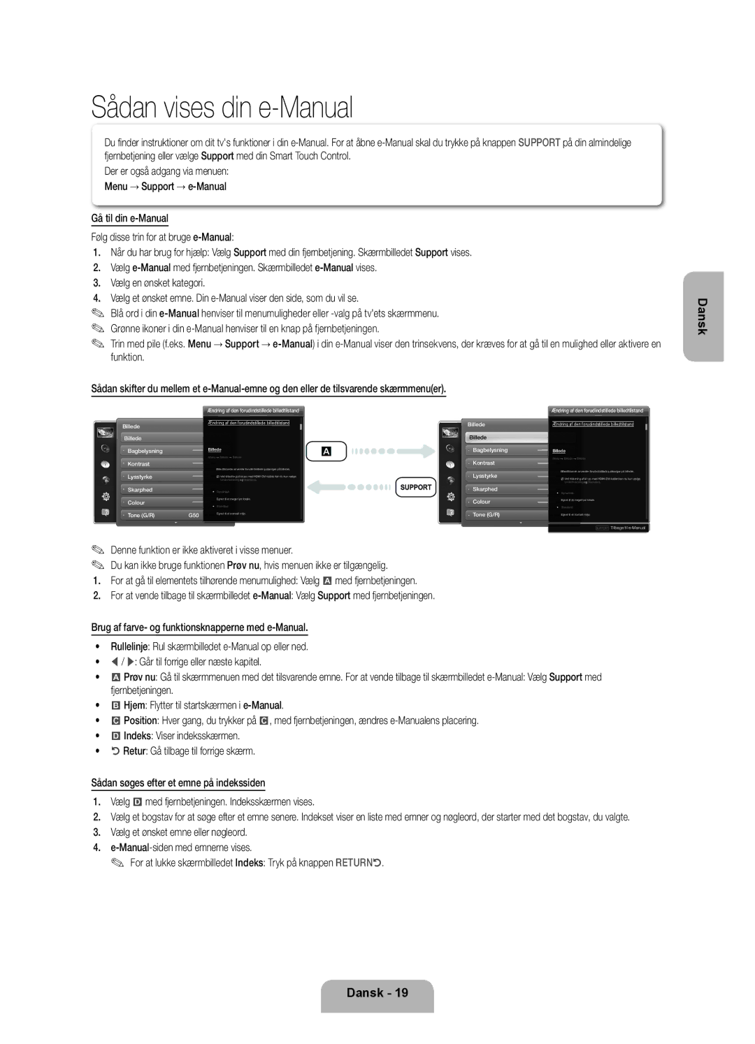 Samsung UE55ES7005UXXE, UE40ES7005UXXE, UE46ES7005UXXE manual Sådan vises din e-Manual 