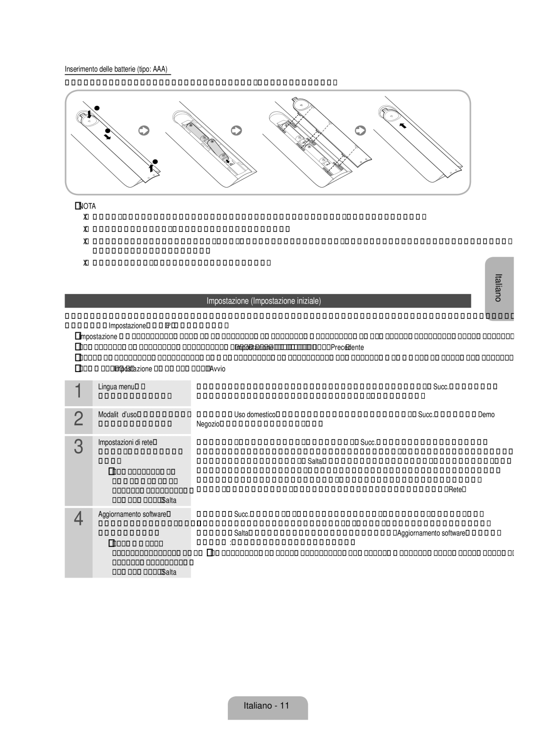 Samsung UE40ES7080UXZG, UE55ES7080UXZG manual Impostazione Impostazione iniziale 