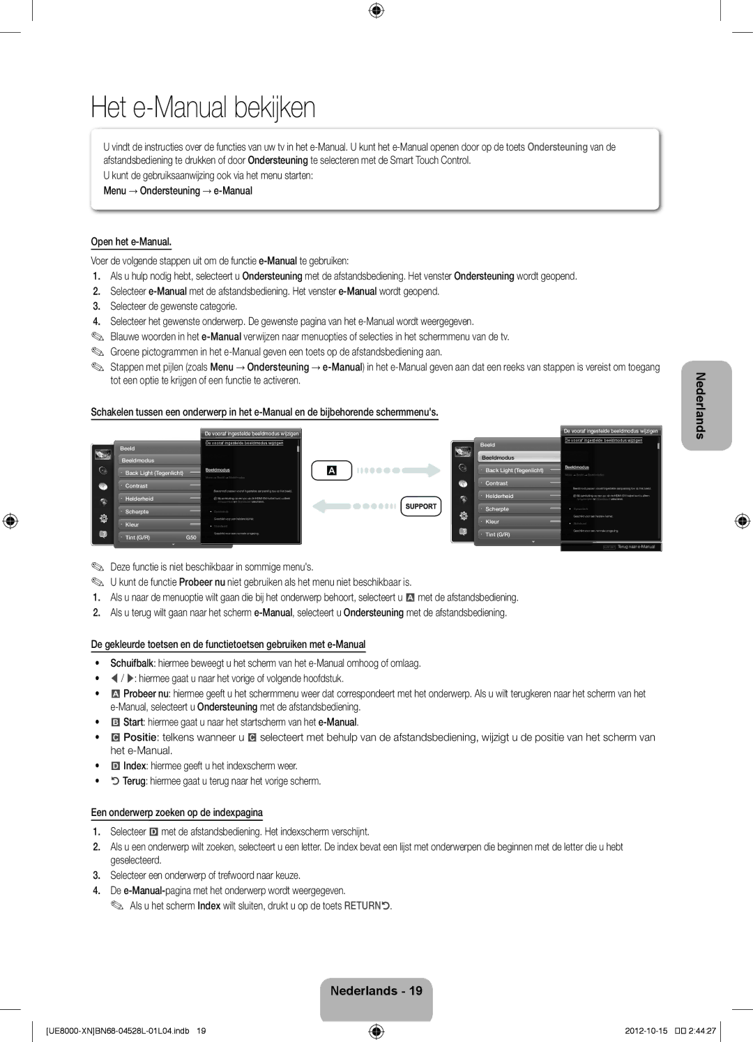 Samsung UE40ES8000SXXH, UE40ES8000SXTK, UE46ES8000SXXN, UE46ES8000SXXC, UE55ES8000SXXH, UE40ES8000SXXC Het e-Manual bekijken 