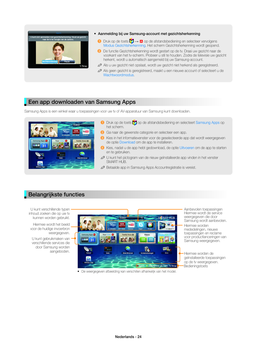 Samsung UE46ES8000SXXH, UE40ES8000SXTK manual Een app downloaden van Samsung Apps, Belangrijkste functies, Wachtwoordmodus 