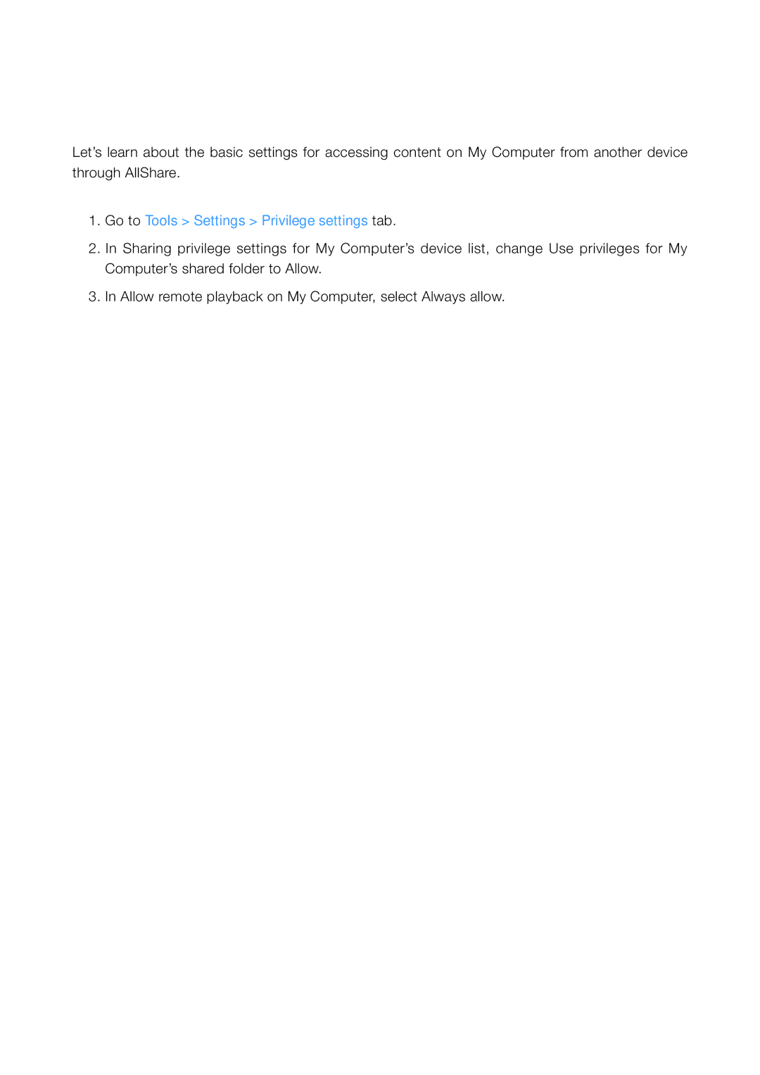 Samsung UE60D6500VSXZG, UE40ES8090SXZG, UE40ES8000SXTK, UE40ES6100WXZG manual Go to Tools Settings Privilege settings tab 