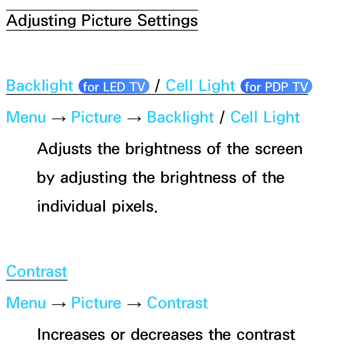 Samsung UE75ES9007UXRU, UE40ES8090SXZG, UE40ES8000SXTK, UE46ES8000SXXN, UE46ES8000SXXC manual Adjusting Picture Settings 