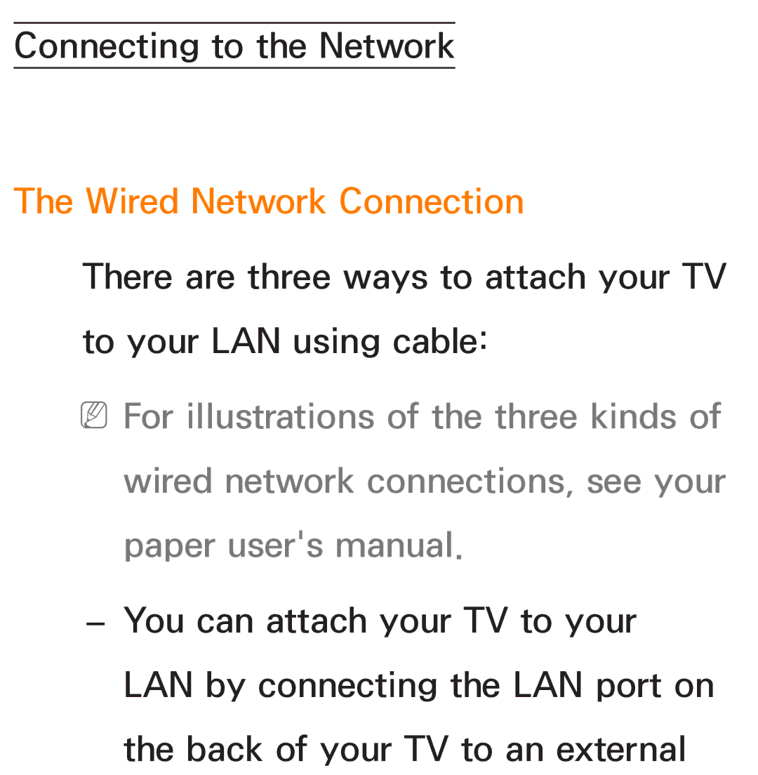 Samsung UE75ES9000SXXH, UE40ES8090SXZG, UE40ES8000SXTK, UE46ES8000SXXN, UE46ES8000SXXC manual Wired Network Connection 