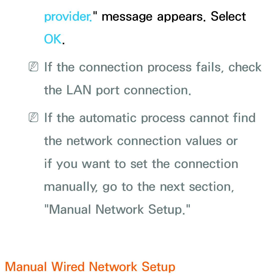 Samsung UA40ES7500SXAB, UE40ES8090SXZG, UE40ES8000SXTK, UE46ES8000SXXN, UE46ES8000SXXC manual Manual Wired Network Setup 