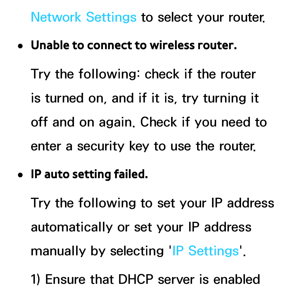 Samsung UE55ES7507UXRU, UE40ES8090SXZG, UE40ES8000SXTK, UE46ES8000SXXN, UE46ES8000SXXC Unable to connect to wireless router 