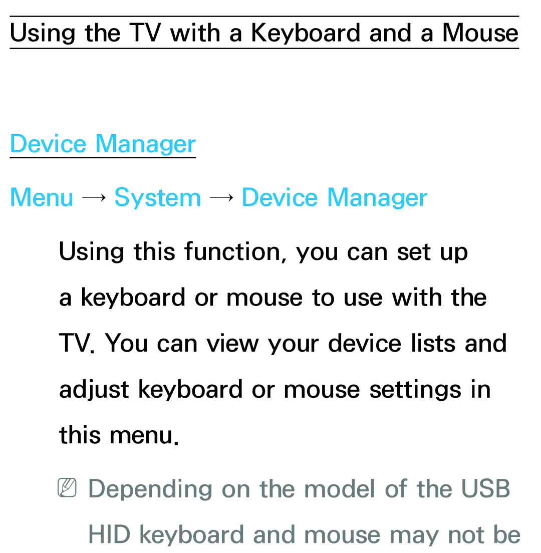 Samsung UE46ES7000SXXN, UE40ES8090SXZG, UE40ES8000SXTK, UE46ES8000SXXN manual Using the TV with a Keyboard and a Mouse 