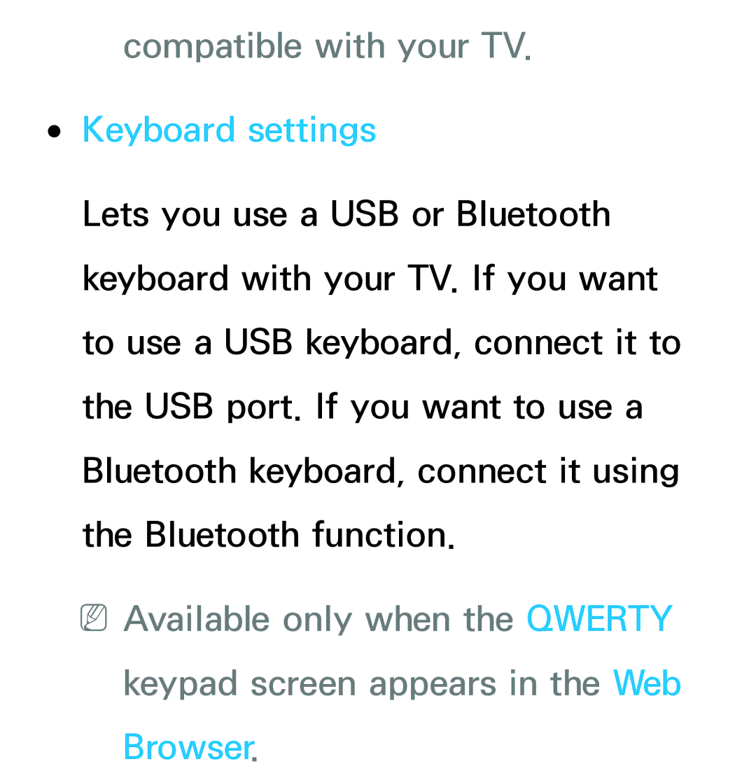 Samsung UE46ES8000SXZF, UE40ES8090SXZG, UE40ES8000SXTK, UE46ES8000SXXN manual Compatible with your TV, Keyboard settings 