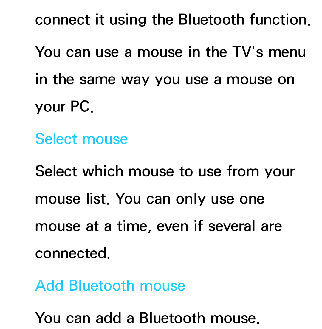 Samsung UE55ES8000SXZF, UE40ES8090SXZG, UE40ES8000SXTK, UE46ES8000SXXN, UE46ES8000SXXC manual Select mouse, Add Bluetooth mouse 