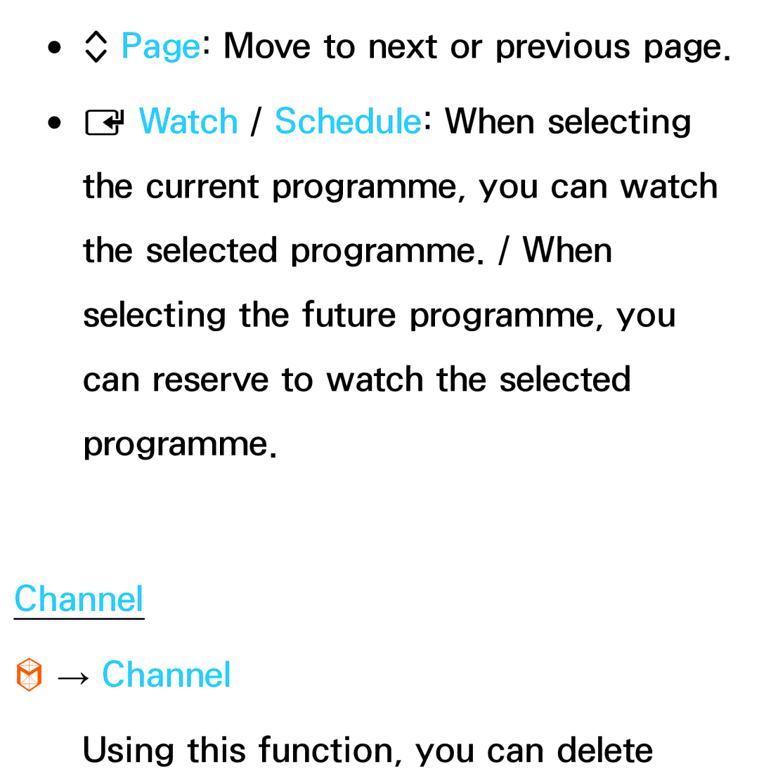 Samsung UE40ES7090SXZG, UE40ES8090SXZG, UE40ES8000SXTK, UE46ES8000SXXN, UE46ES8000SXXC, UE46ES7000SXXC manual Channel → Channel 