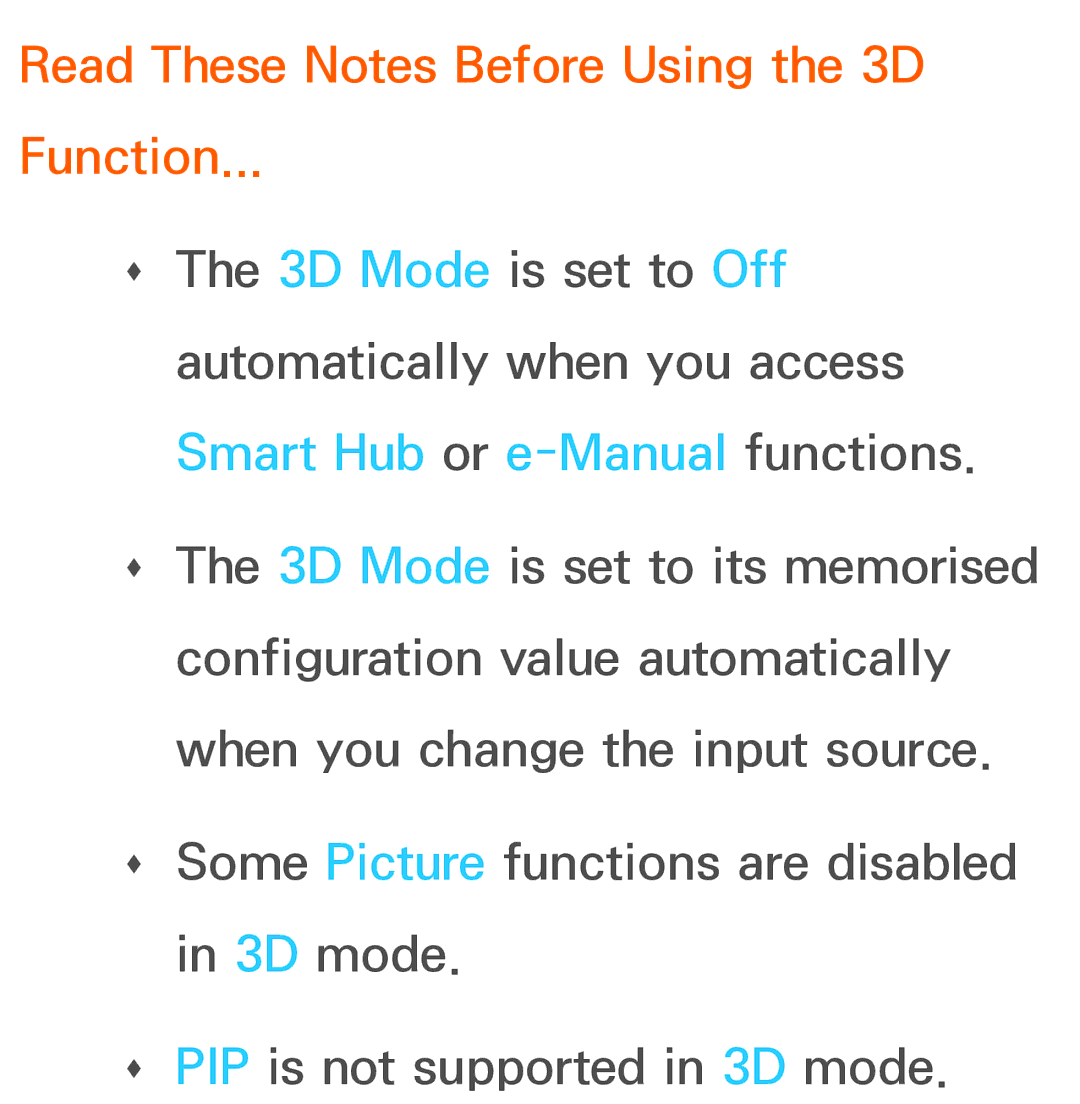 Samsung UE40ES8000SXTK, UE40ES8090SXZG, UE46ES8000SXXN, UE46ES8000SXXC manual Read These Notes Before Using the 3D Function 