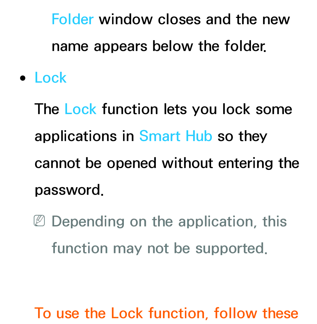 Samsung UE55ES7000SXZF, UE40ES8090SXZG, UE40ES8000SXTK, UE46ES8000SXXN manual To use the Lock function, follow these 