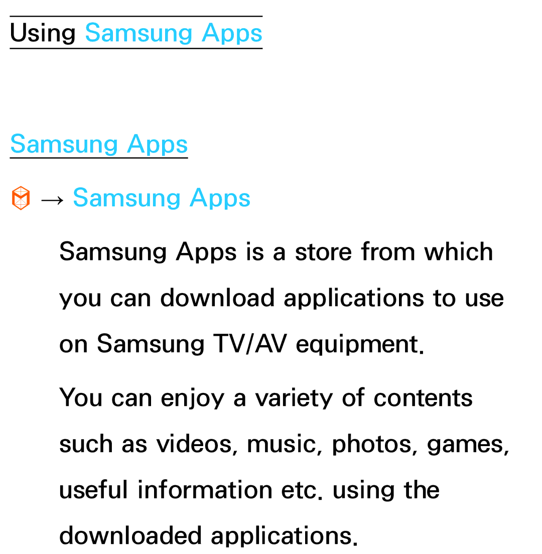 Samsung UA55ES8000MXHC, UE40ES8090SXZG, UE40ES8000SXTK, UE46ES8000SXXN, UE46ES8000SXXC manual Using Samsung Apps → Samsung Apps 