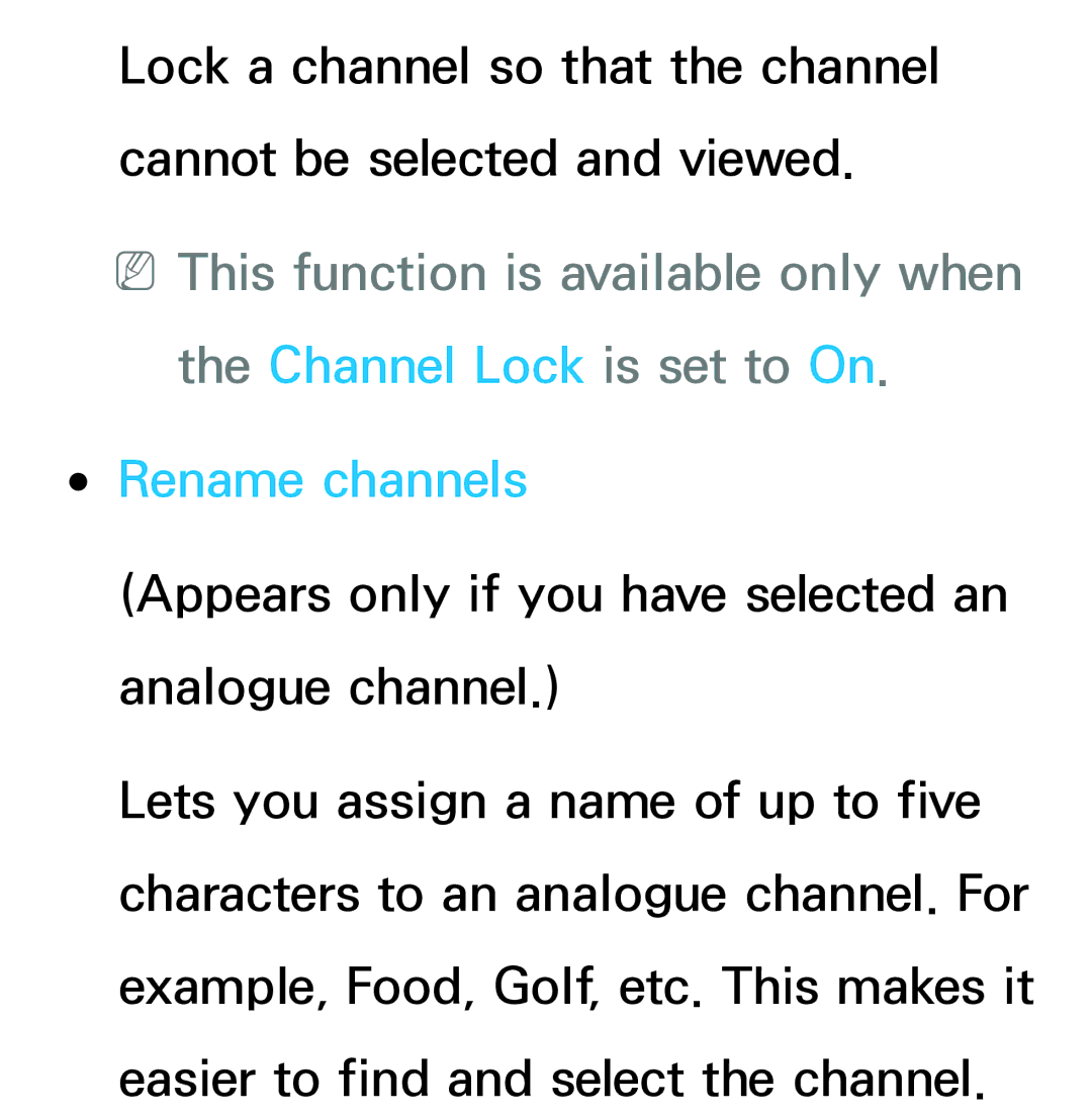 Samsung UE40ES7000SXZF, UE40ES8090SXZG, UE40ES8000SXTK, UE46ES8000SXXN, UE46ES8000SXXC, UE46ES7000SXXC manual Rename channels 