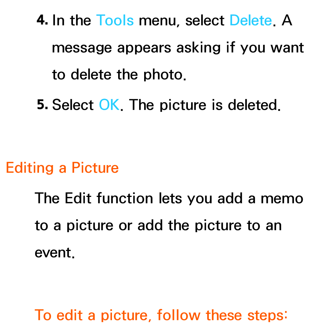 Samsung UE75ES9000SXXN, UE40ES8090SXZG, UE40ES8000SXTK manual Editing a Picture, To edit a picture, follow these steps 