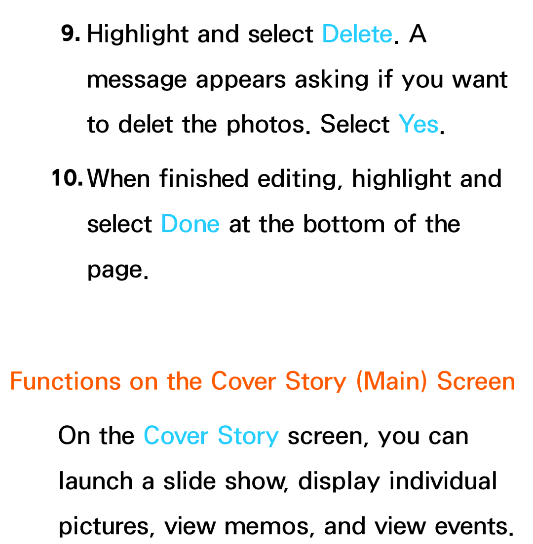 Samsung UE40ES7000SXXH, UE40ES8090SXZG, UE40ES8000SXTK, UE46ES8000SXXN manual Functions on the Cover Story Main Screen 