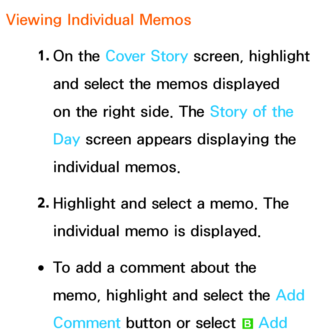 Samsung UE46ES7090SXZG, UE40ES8090SXZG, UE40ES8000SXTK, UE46ES8000SXXN, UE46ES8000SXXC manual Viewing Individual Memos 