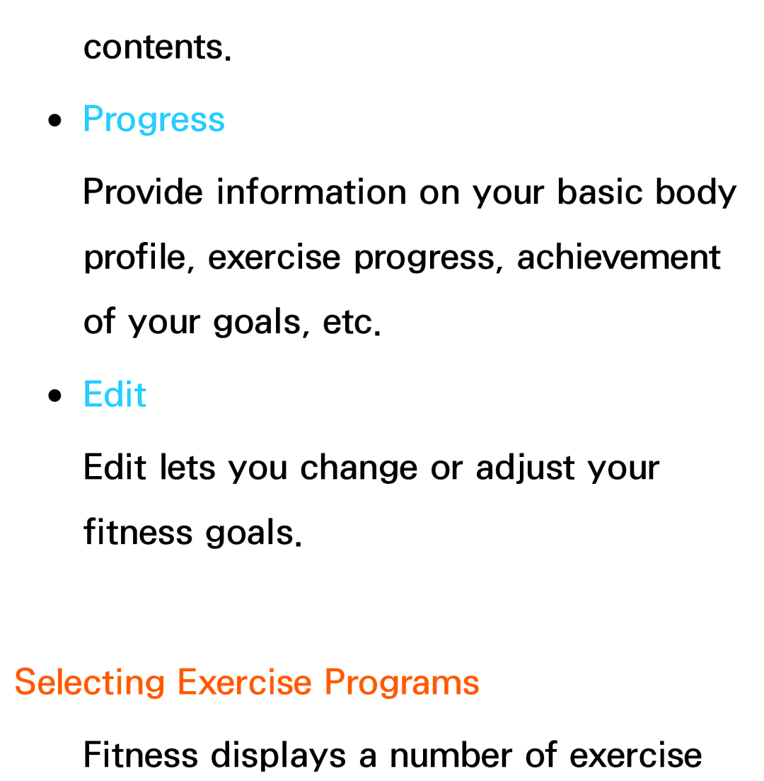 Samsung UE55ES8000QXZT, UE40ES8090SXZG, UE40ES8000SXTK, UE46ES8000SXXN, UE46ES8000SXXC manual Edit, Selecting Exercise Programs 