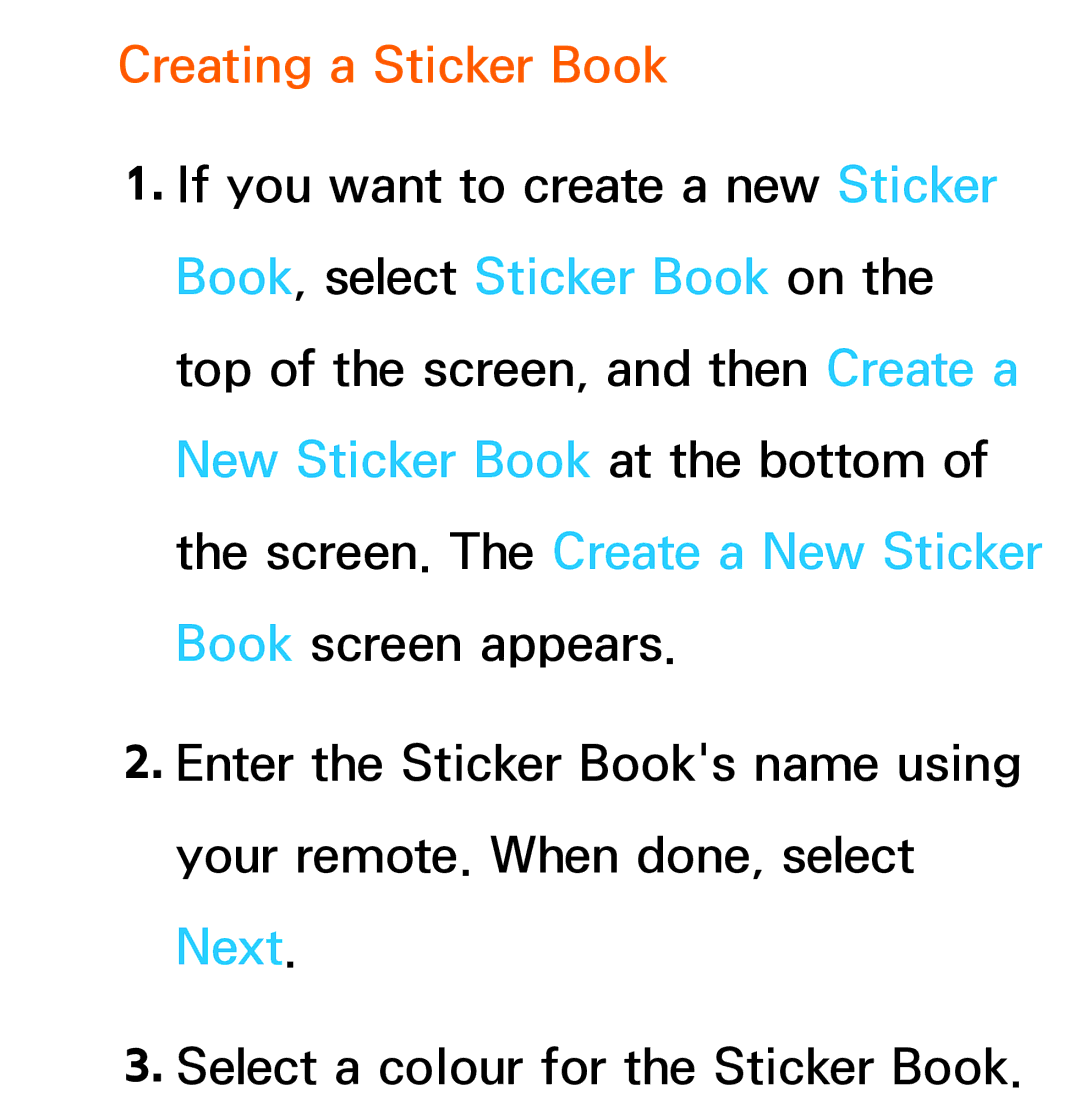 Samsung UA55ES8000MXHC, UE40ES8090SXZG, UE40ES8000SXTK, UE46ES8000SXXN, UE46ES8000SXXC, UE46ES7000SXXC Creating a Sticker Book 