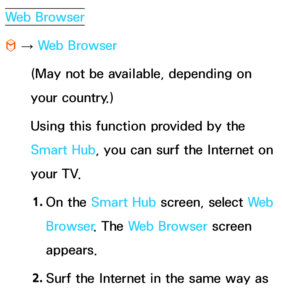 Samsung UE40ES8005UXXE, UE40ES8090SXZG, UE40ES8000SXTK, UE46ES8000SXXN, UE46ES8000SXXC manual Web Browser → Web Browser 