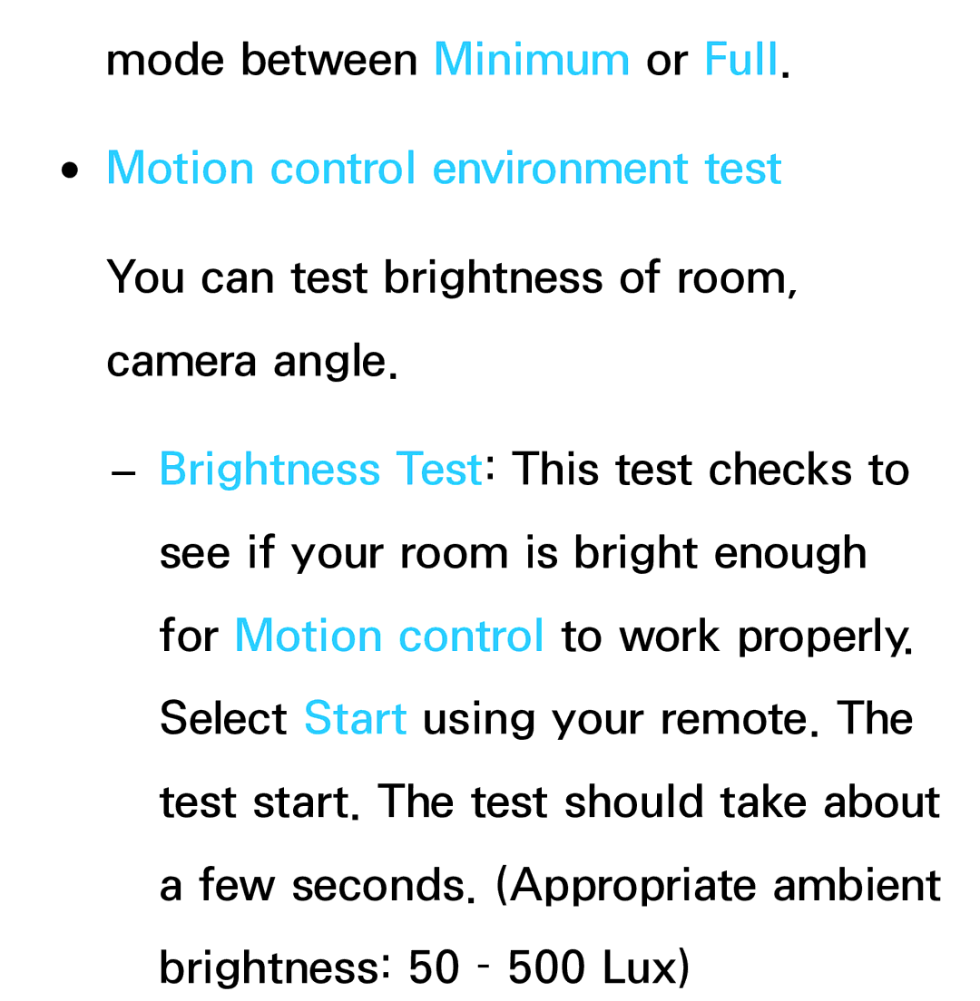 Samsung UE55ES8000SXTK, UE40ES8090SXZG, UE40ES8000SXTK, UE46ES8000SXXN, UE46ES8000SXXC manual Motion control environment test 