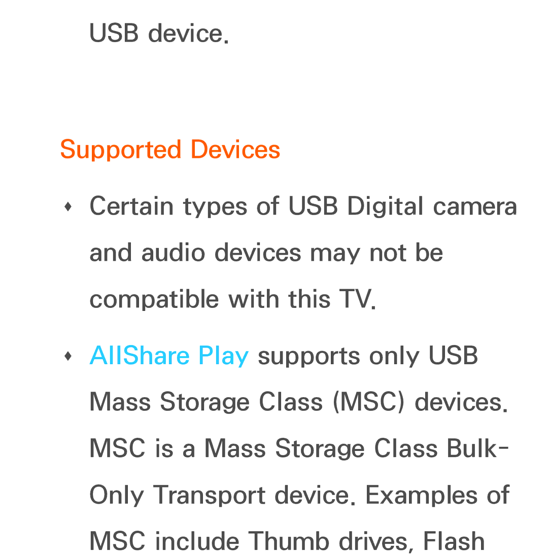 Samsung UA55ES8000MXHC, UE40ES8090SXZG, UE40ES8000SXTK, UE46ES8000SXXN, UE46ES8000SXXC, UE46ES7000SXXC manual Supported Devices 