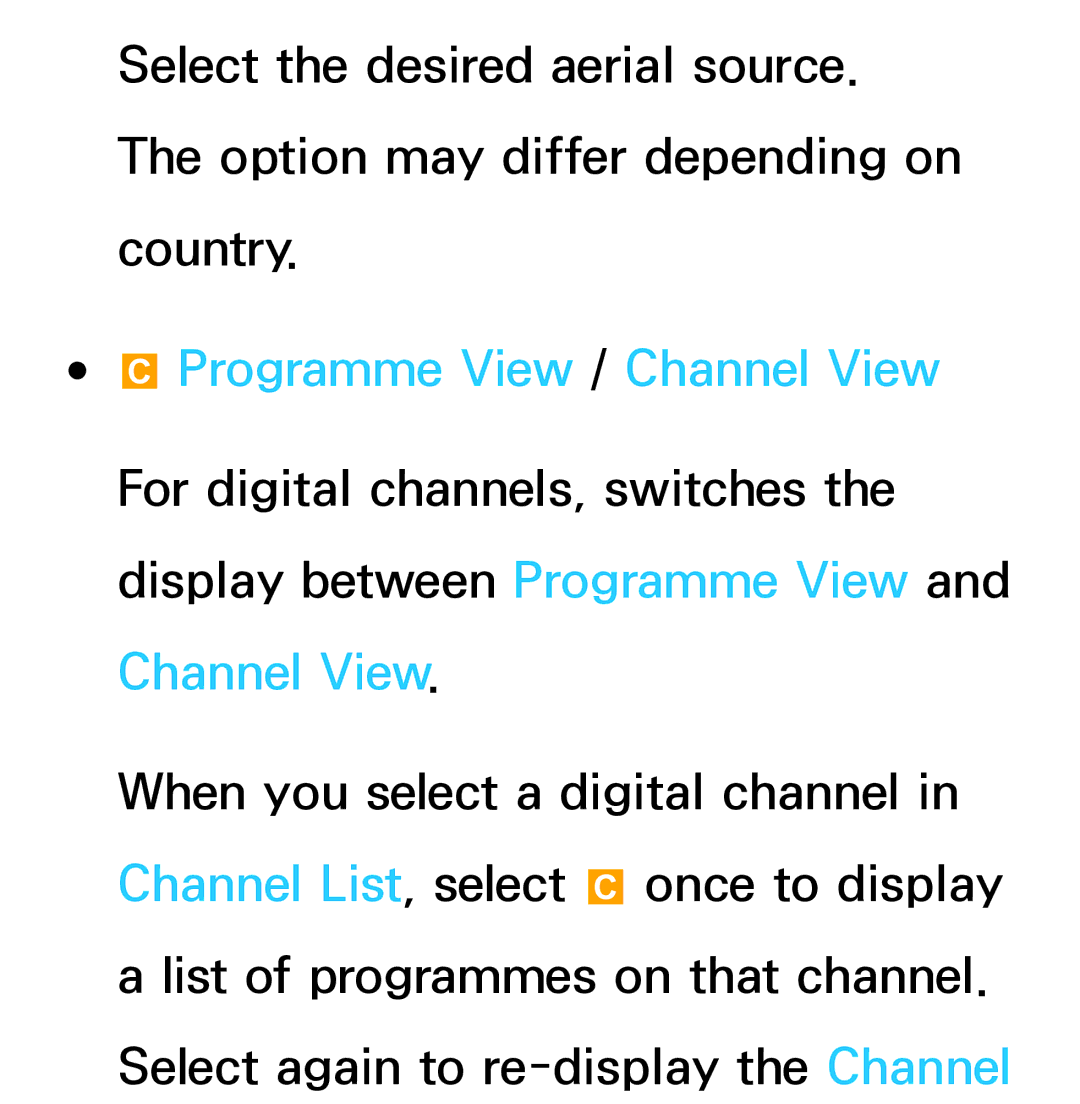 Samsung UA46ES8000SXAB, UE40ES8090SXZG, UE40ES8000SXTK, UE46ES8000SXXN, UE46ES8000SXXC manual Programme View / Channel View 