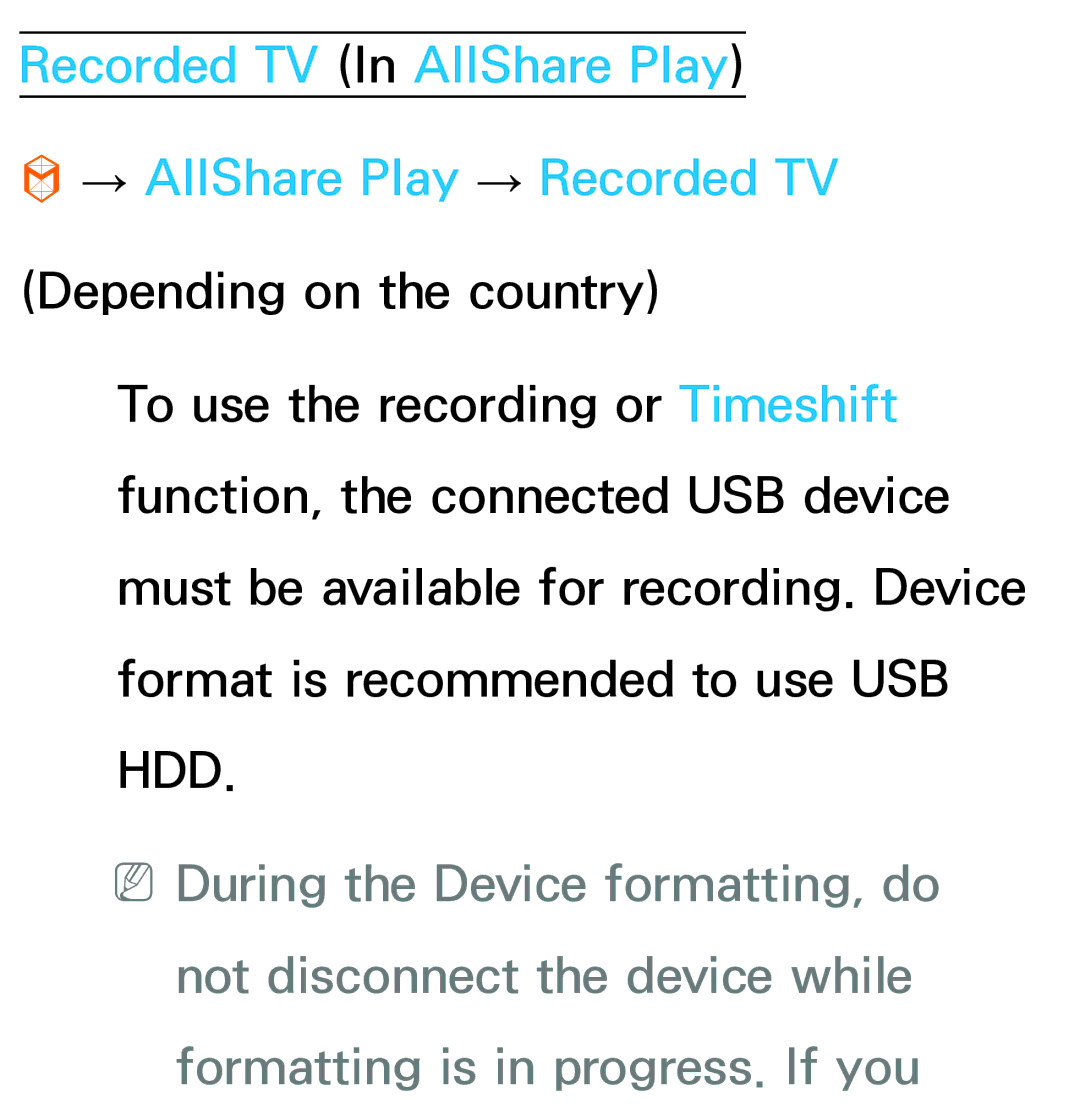 Samsung UE46ES7000SXXN, UE40ES8090SXZG, UE40ES8000SXTK manual Recorded TV In AllShare Play → AllShare Play → Recorded TV 